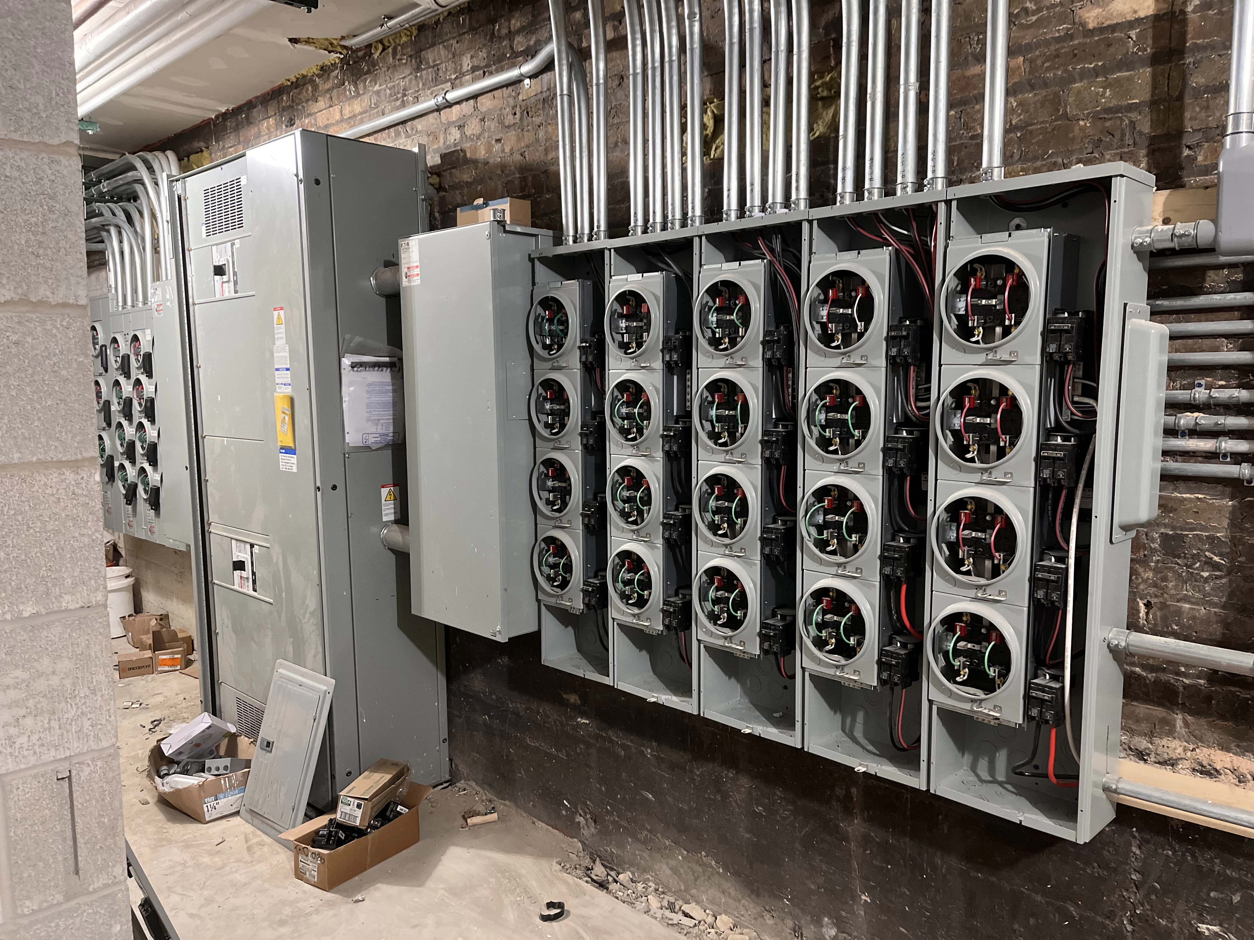 Multiple indoor large electrical boxes