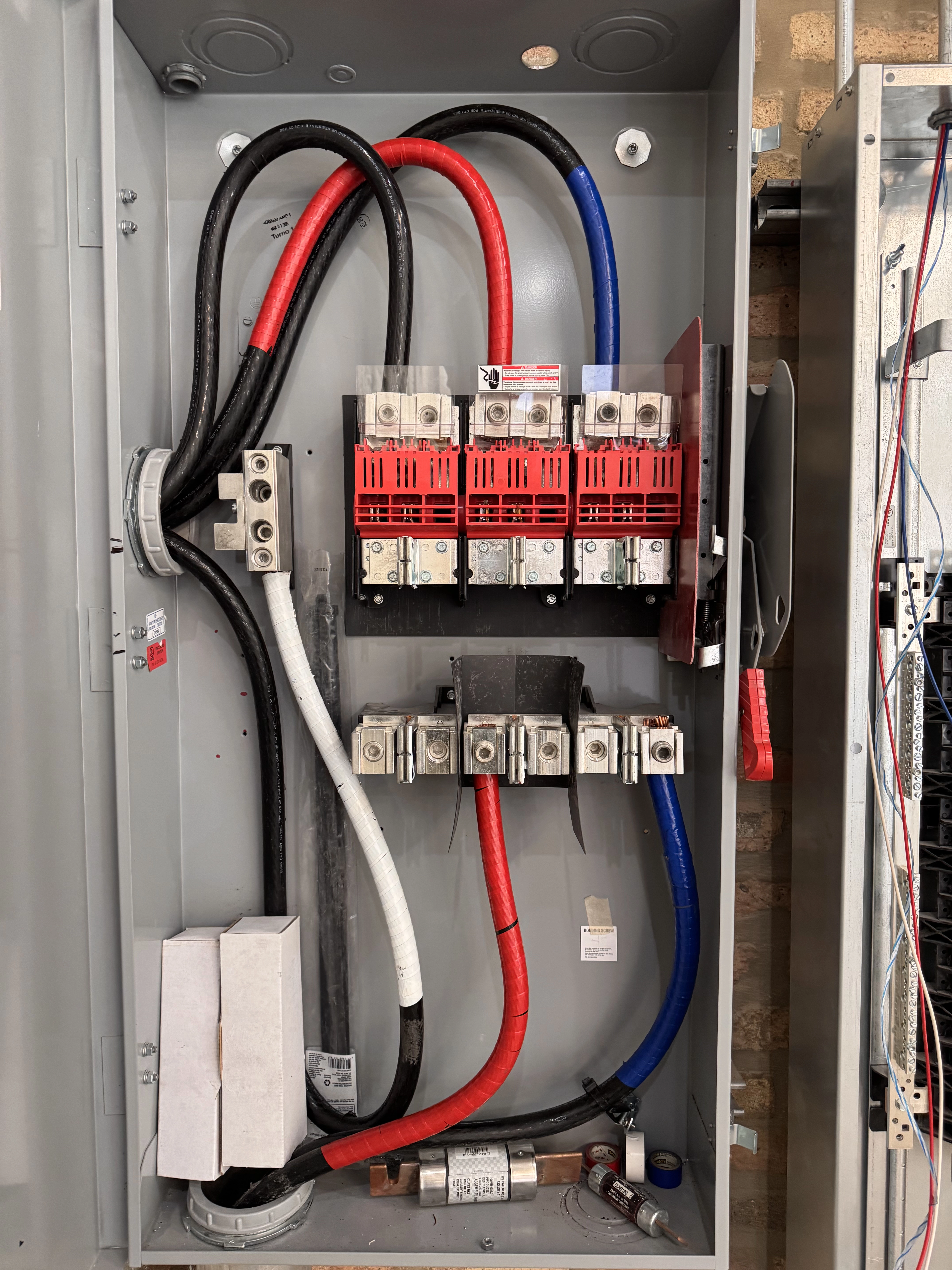 Previous box with thick black, color-coded wires