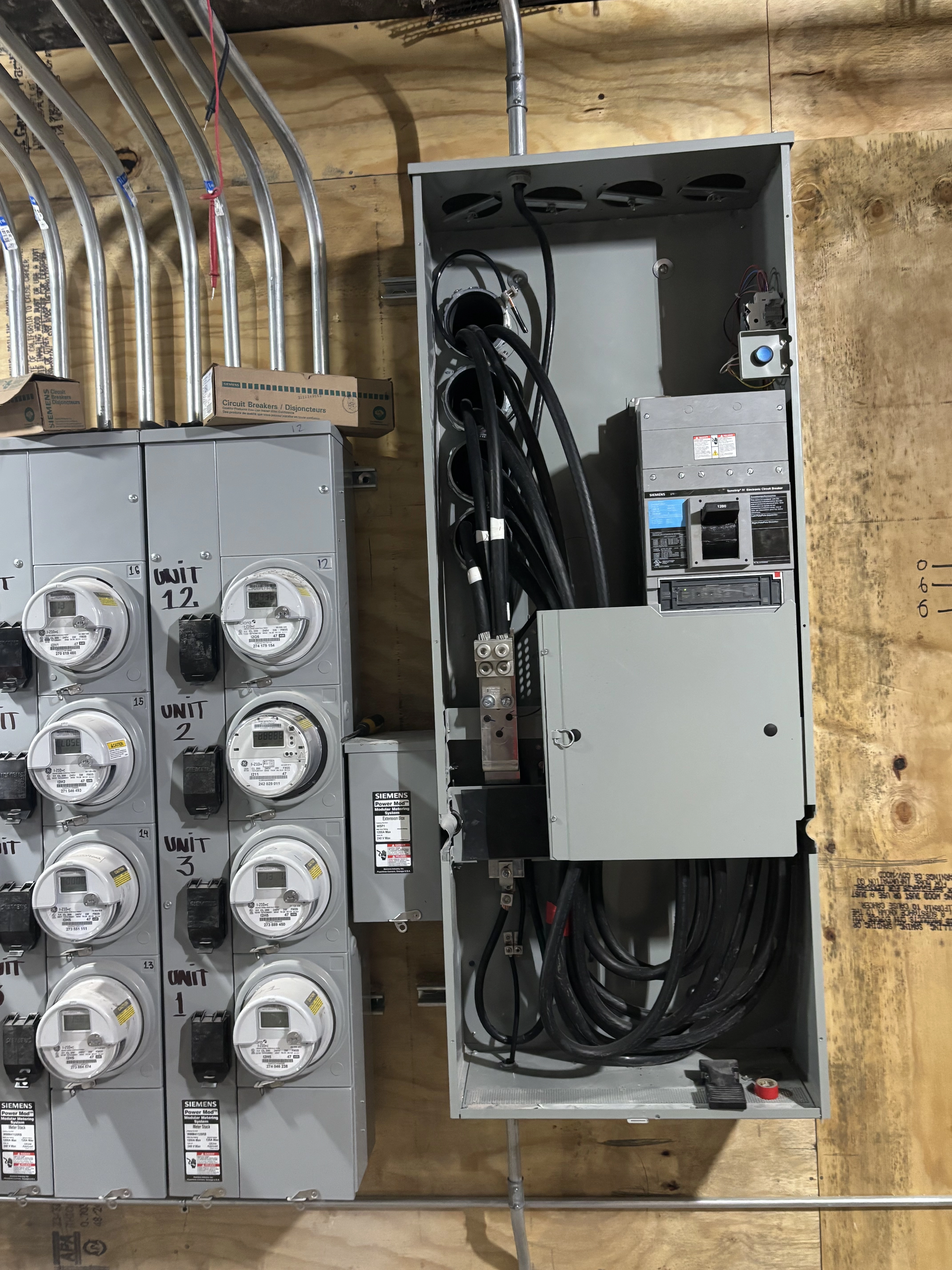 Previous large electrical box with thick black wires